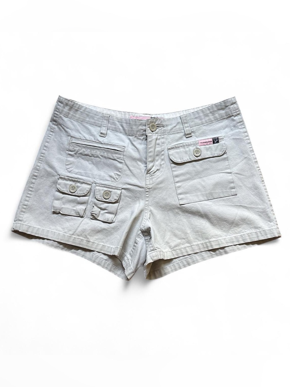 Vintage Fairweather Cargo Shorts Beige Khaki Utility Low Rise Size 6 Y2K